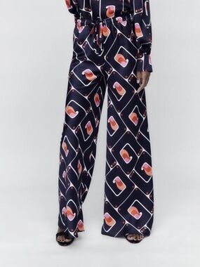Zara Colorful Geometric Patterned Print Easy Pants, NWT Sz M